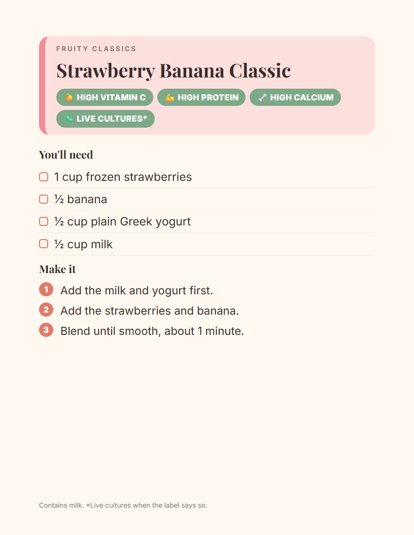Large-print recipe page